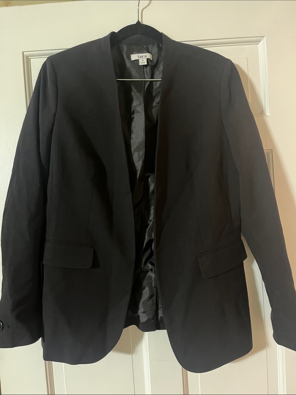 Bar III Black Open-Front Notchless Blazer